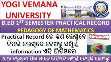 Yogi Vemana University B.Ed 1st Semester Practical Record II Pedagogy of Mathematics