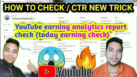 How to check today earning report YouTube analytics || how to check CTR YouTube analytics