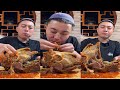 ASMR SPICY GARLIC SAUCE LAMB HEAD MUKBANG