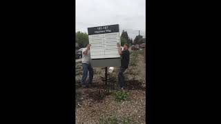 Single post monument sign install