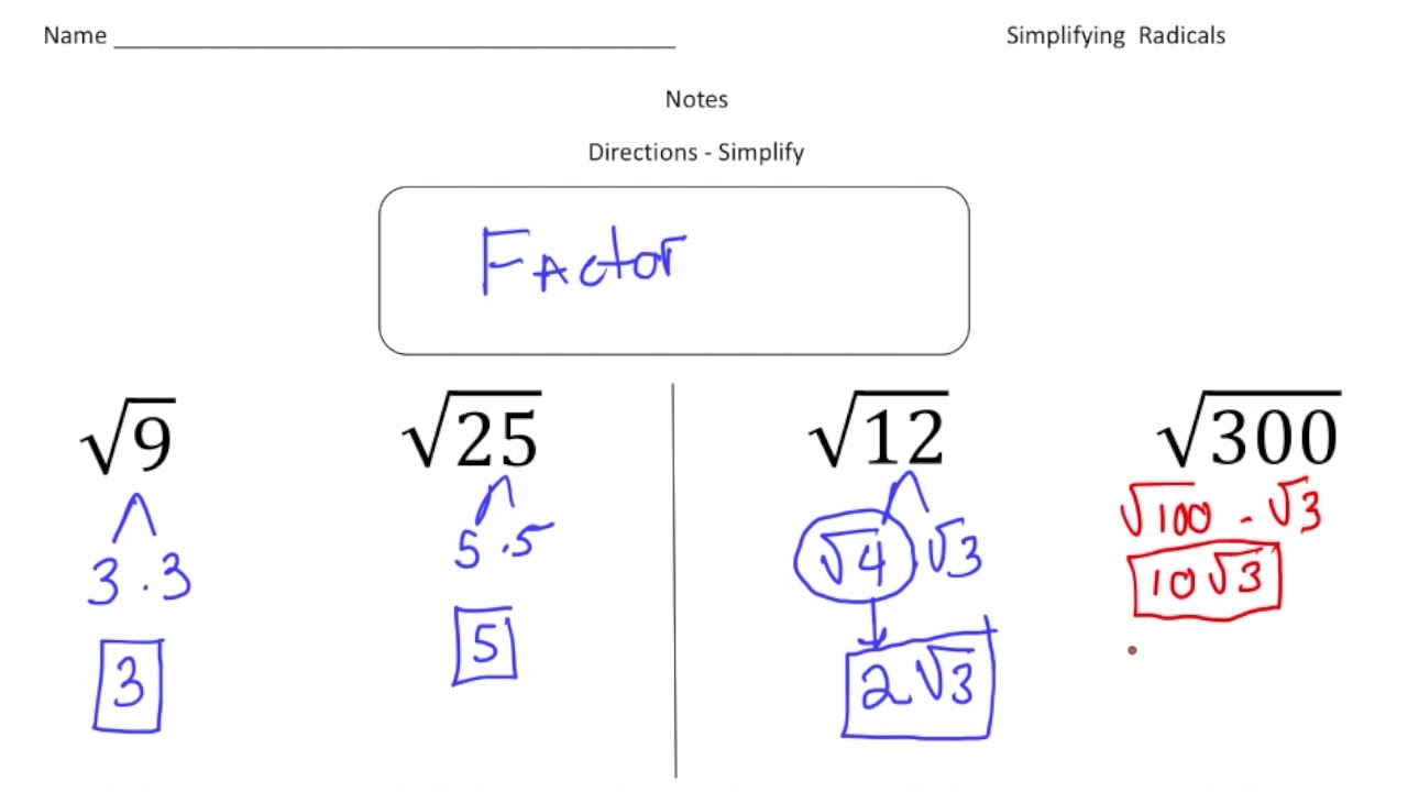 Simplying Radicals - YouTube