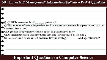 MCQ Questions Management Information Systems - Part 4 with Answers