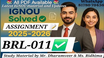 ✅ BRL 011 IGNOU Solved Assignment 2025-26 | Latest Study Material by Mr. Dharamveer & Ms. Ridhima 🎓