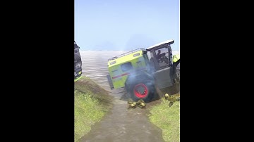 Spintires: MudRunner - Vrachtwagen bijna vast op gigantische verkeersdrempel #mudrunner #simulati...
