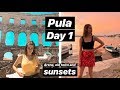 Pula Day 1 | Arena | Arch of Sergii | Beach | Sunset | Travel vlog | Croatia vlog