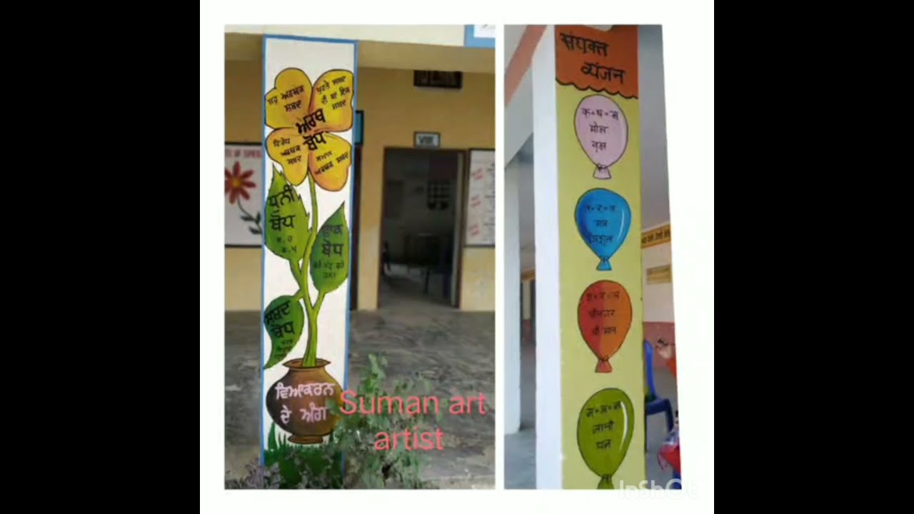 Pillars wall painting for school YouTube