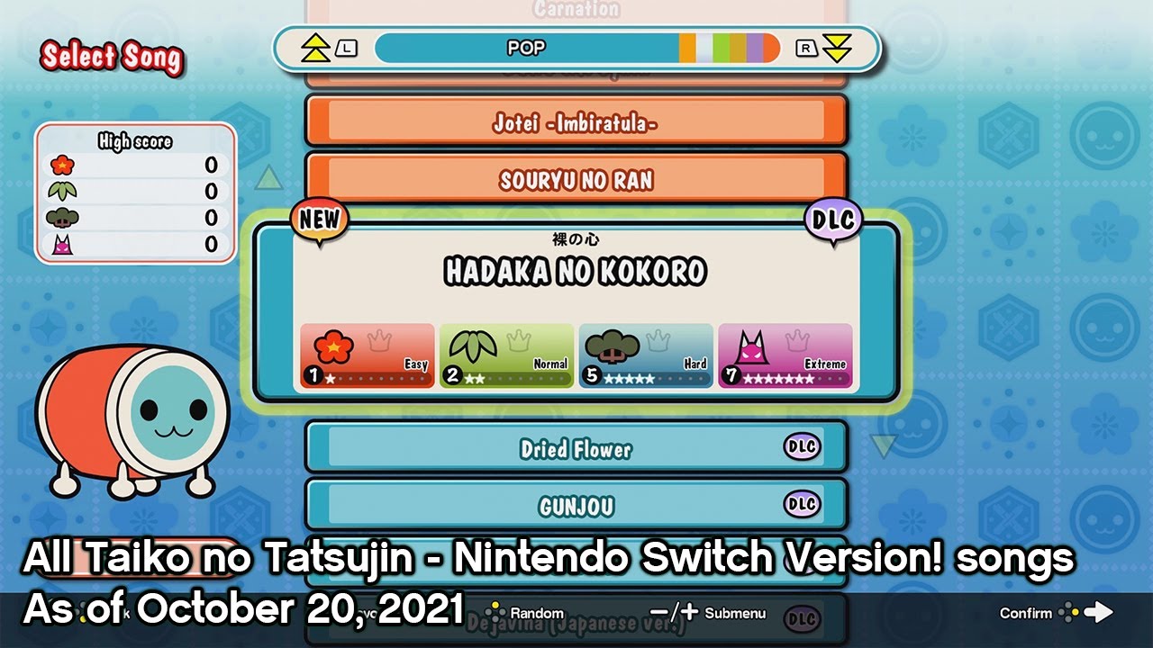 【Taiko no Tatsujin: Nintendo Switch Version!】All songs as of October 20, 2021