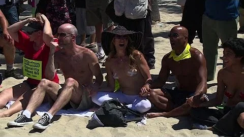Protesters stage 'Go Topless' sit-in against California ban