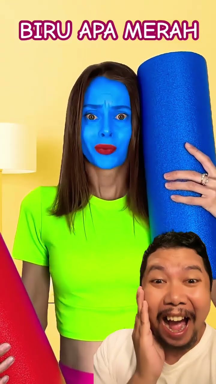 MUKA BIRU APA MERAH!!?? #funny #challenge #comedy #colour #shorts