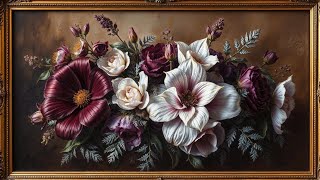 Vintage  Burgundy Bliss Mood Wallpaper Background | Ultra HD 4K | Framed Original Digital Art