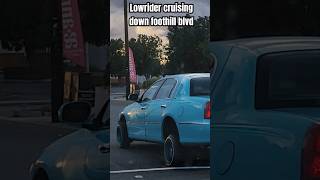 Turquoise Blue Lincoln Town Car Lowrider Cruising Down Foothill Blvd In Rialto CA | CaliLifestyle