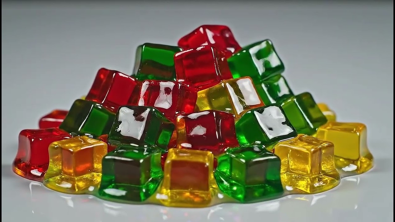 Satisfying ASMR Jelly Cubes in Slow Motion | 4K Ultra Realistic