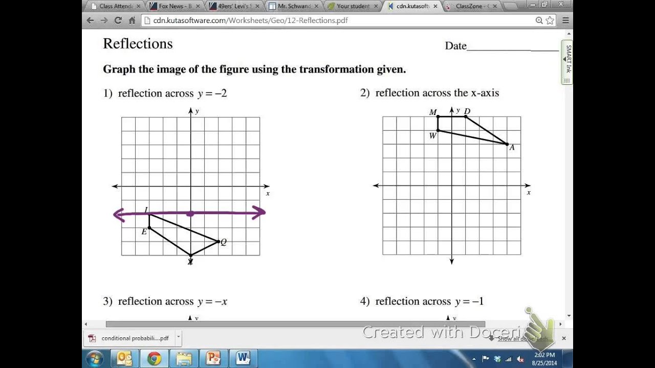 Common Core Math Geometric Reflection Over Y 2 Youtube