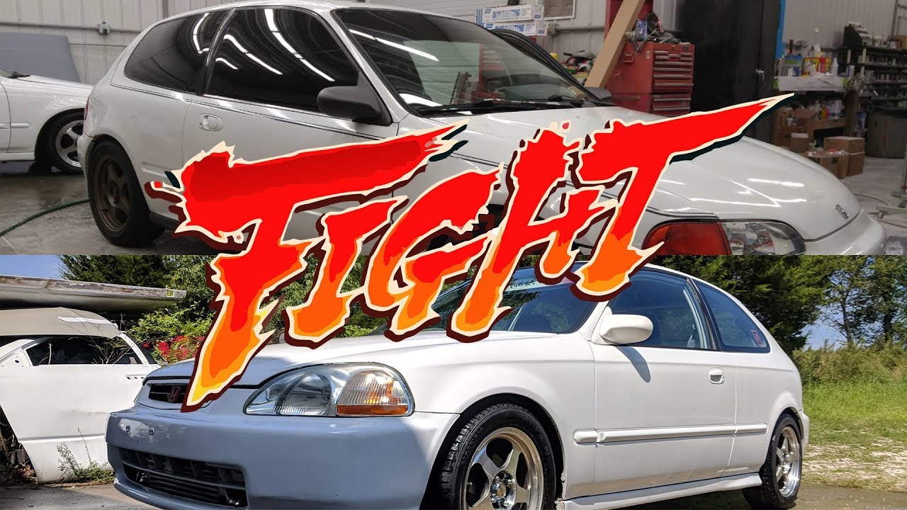 Made it to the drag strip. Aaron and I face off in our civics.