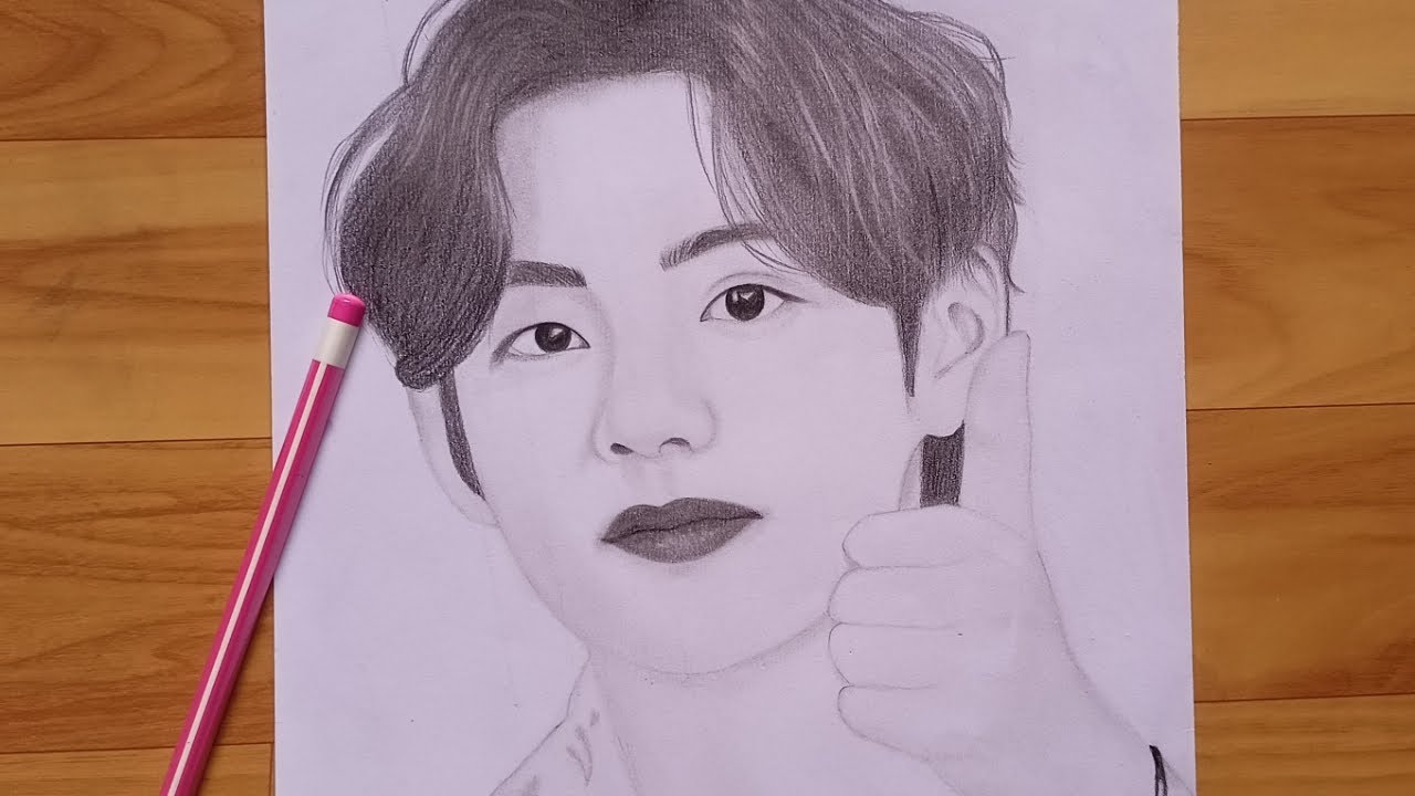 How to draw BTS' V step by step|| Kim Taehyung drawing for beginners ...