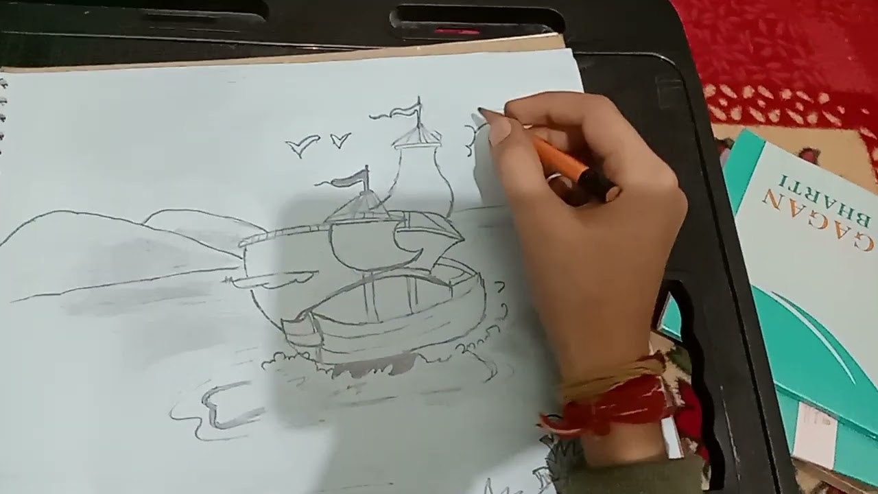 Marine scene drawing 