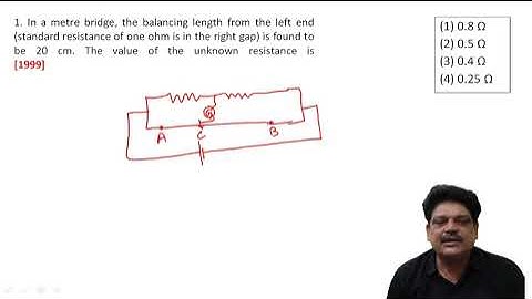 In a meter bridge, the balancing length from the left end (standard resistance of one ohm is in the)