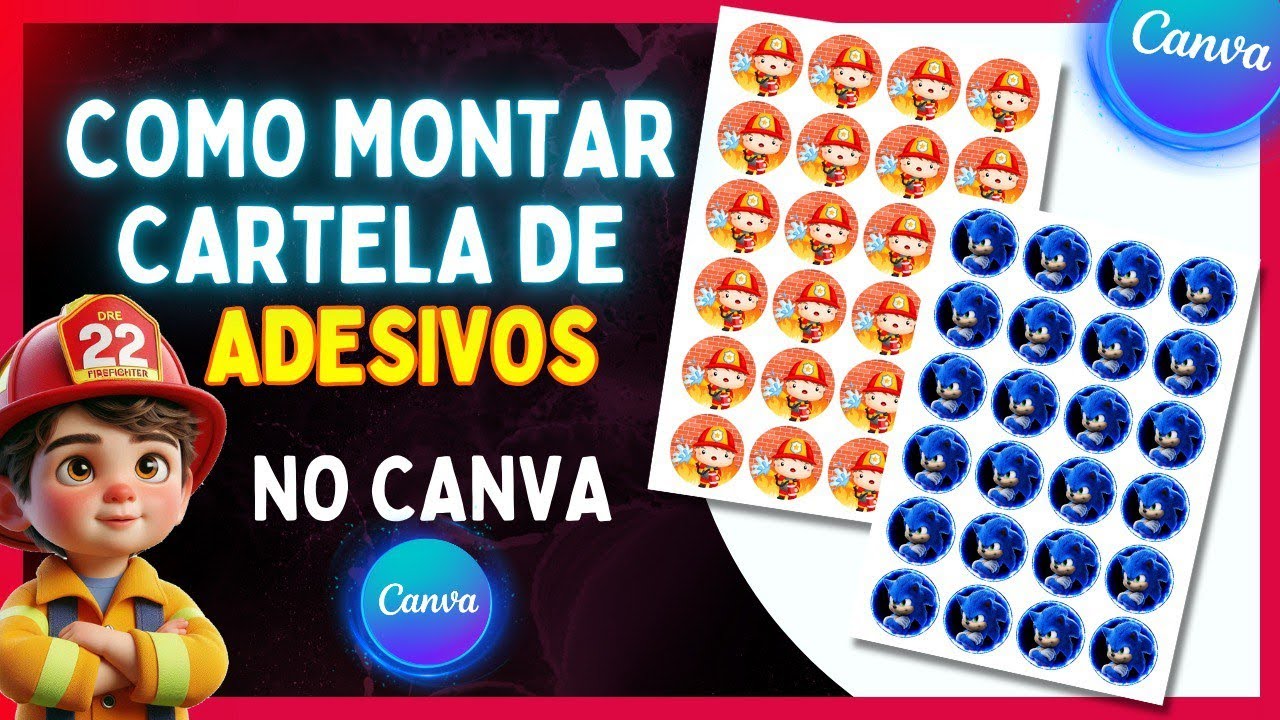 Como montar cartela de adesivos no canva.