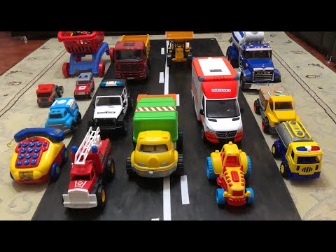 🔴 Oyuncak araba oyunu Ambulans traktör itfaiye kepçe damperli kamyon polis arabası yarışı videosu