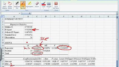 Excel Walkthrough 4 - Reading Regression Output