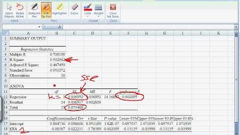Excel Walkthrough 4 - Reading Regression Output