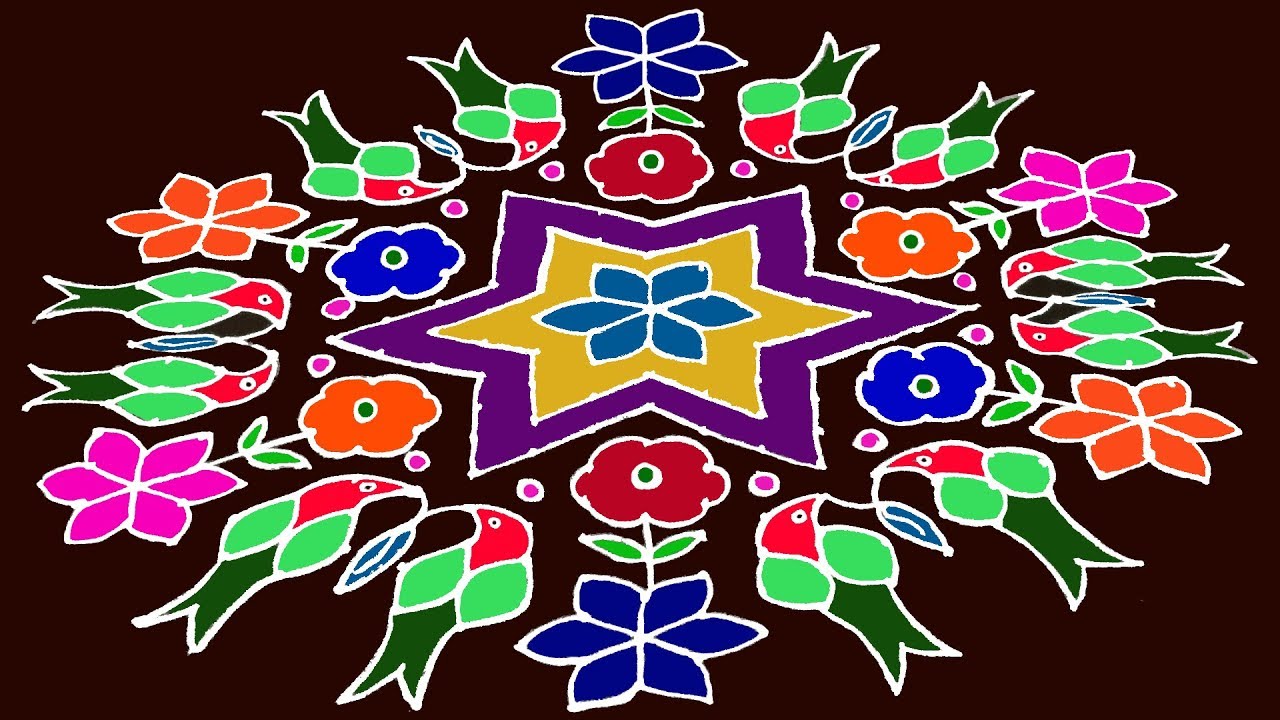 Easy Pongal Colour Rangoli