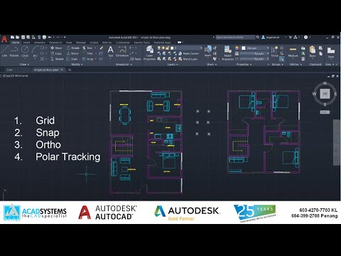 Part 3- Using Drawing Aids- Grid, Snap, Ortho, Polar Tracking (1/2) [3:20]