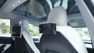 TPARTS Tablet-Halterung Für Tesla Model 3 / Y (Highland) – Ausziehbar Bis 28 Cm, Klappbar, Mit Snap-Fit Befestigung Für Kopfstütze