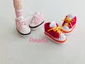 Como tejer tenis de 4cm para tus muñecas amigurumis by Petus (English subtitles)