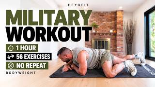 Full 1 Hour MILITARY Workout at Home | 56 Exercises | NO EQUIPMENT • NO REPEAT Update