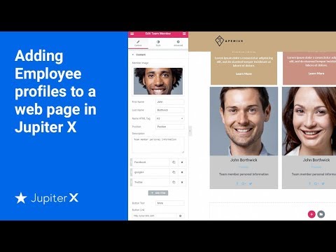 Adding Employee profiles to a web page in Jupiter X