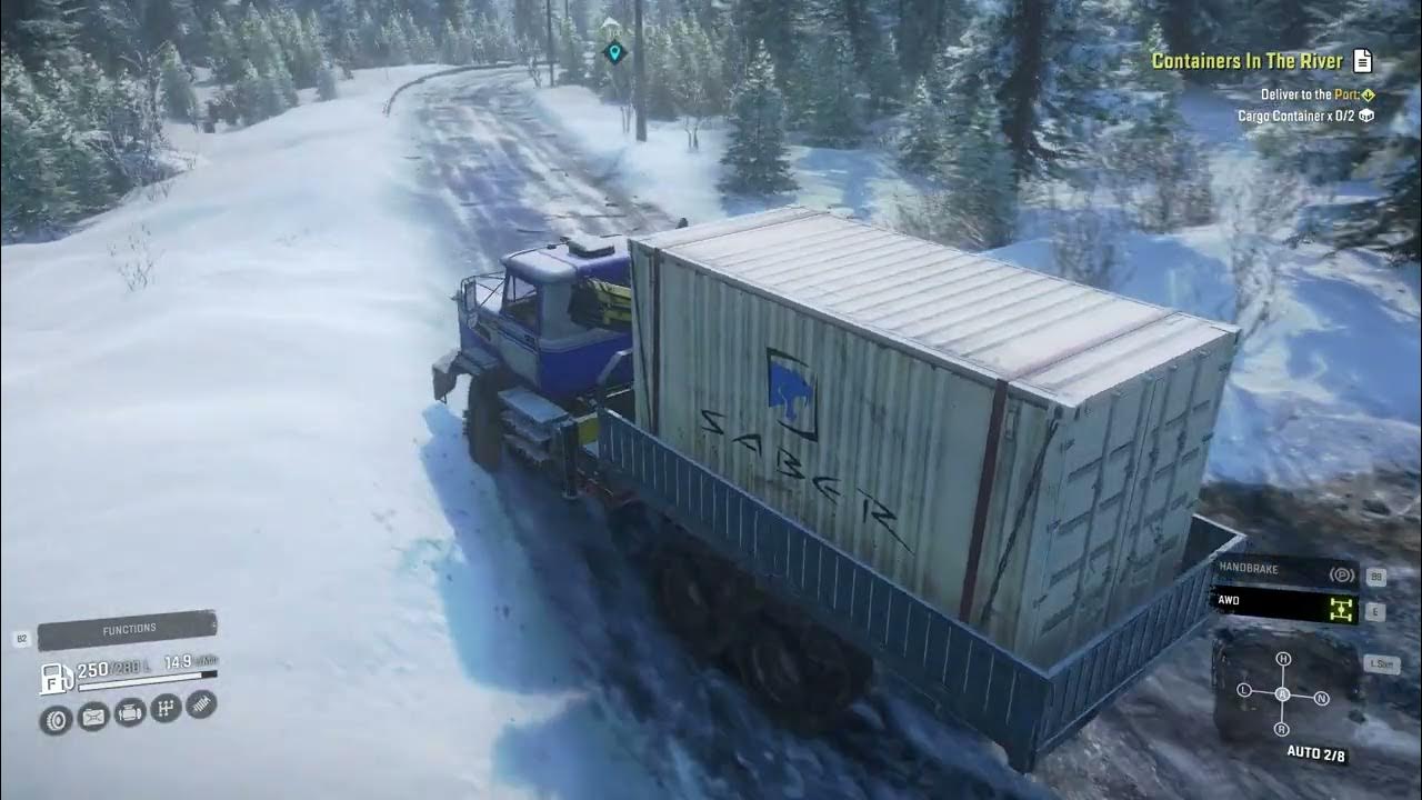 SnowRunner 95 Containers In The River Deliver to the Port Cargo
