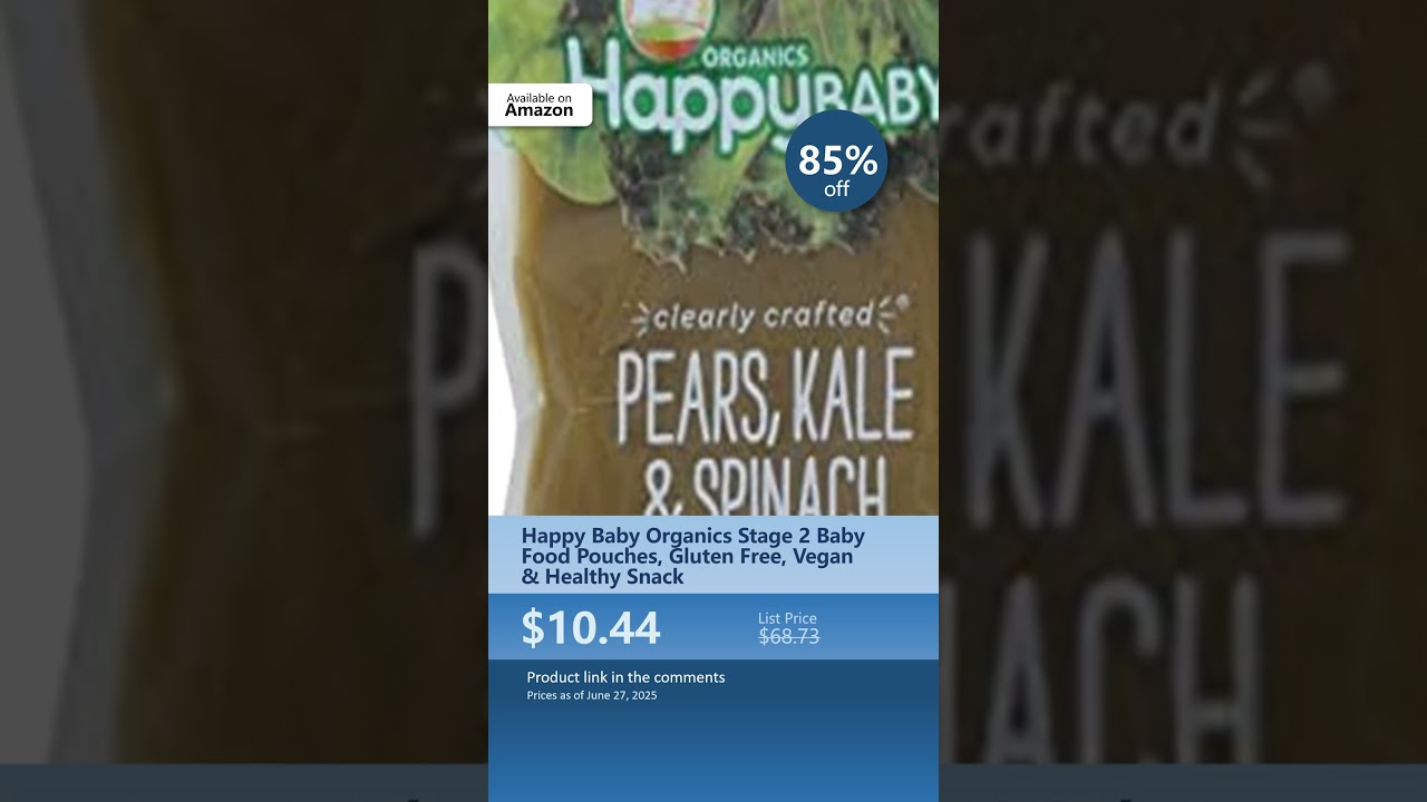 Happy Baby Organics Stage 2 Baby Food Pouches, Gluten Free, Vegan & Healthy Snack