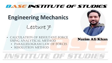Engineering Mechanics | Lecture 7 | Resultant | Analytical Method | Parallelogram Law | Resolution