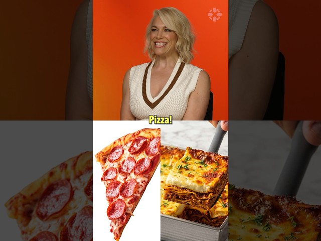 The Garfield Movie star Hannah Waddingham chooses her favorite Italian food! #garfield #movie #pizza class=