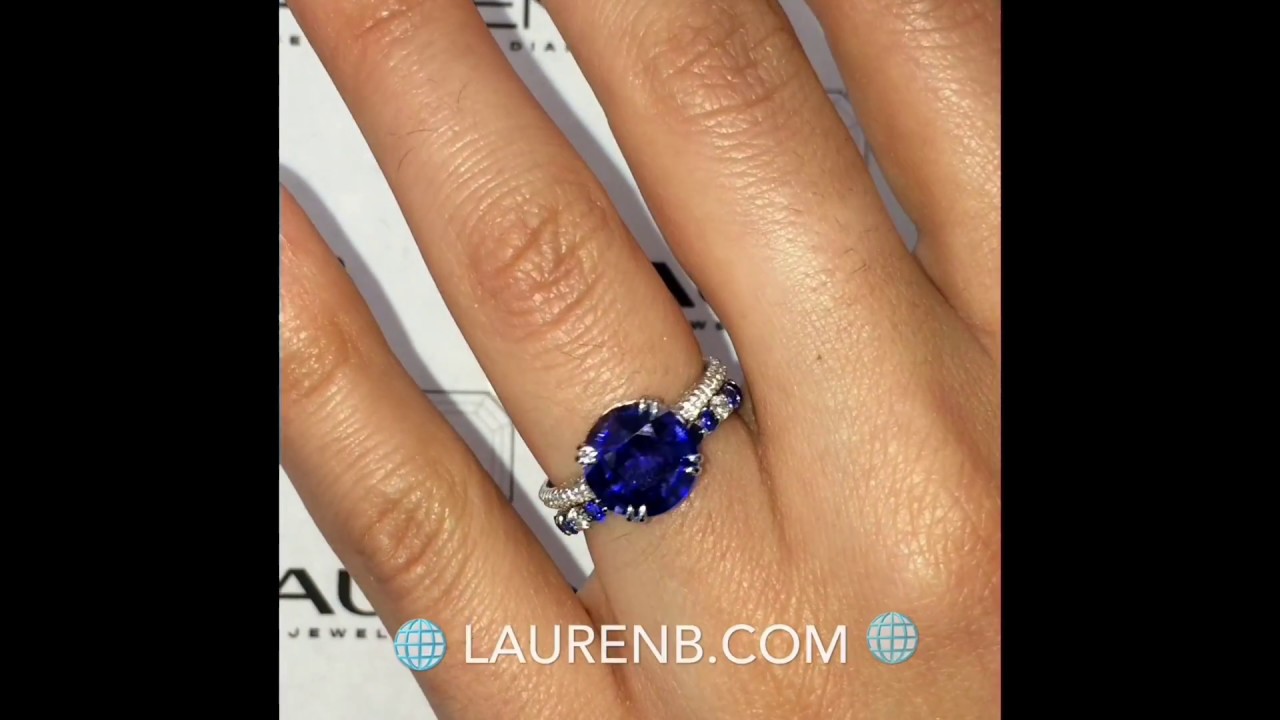 3.36 ct Round Sapphire Engagement Ring