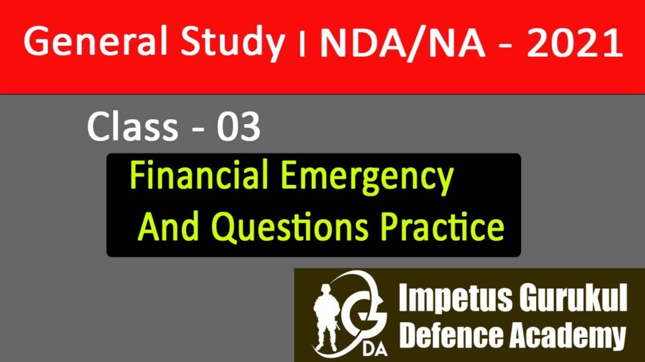 Financial Emergency and Questions | NDA/NA - 2021 l General Study Class - 03 l Prateek Mishra Sir