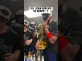The celebration was ON in the Knicks locker room with the champs! 🏆🍾