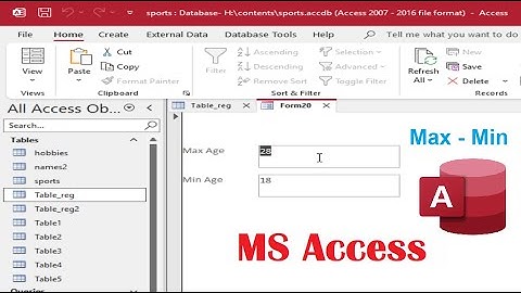 How to get max, min from Field table in form access without SQL query