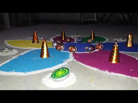 Rangoli home made with firecraker and diya|| as boy creation