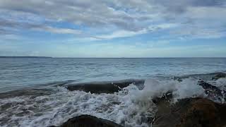 Powerful Tropical Waves 🌊 | Peaceful Beach Sounds Under Cloudy Skies