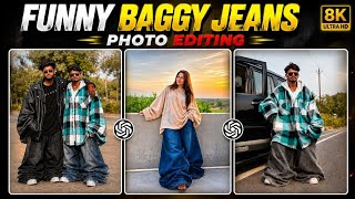 🔥 Funny Baggy Jeans Photo Editing Tutorial 😱 | Extreme Oversized Fashion Trend | 8K Ultra HD screenshot 1