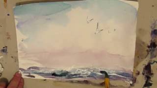 youtube watercolor painting seascape 7