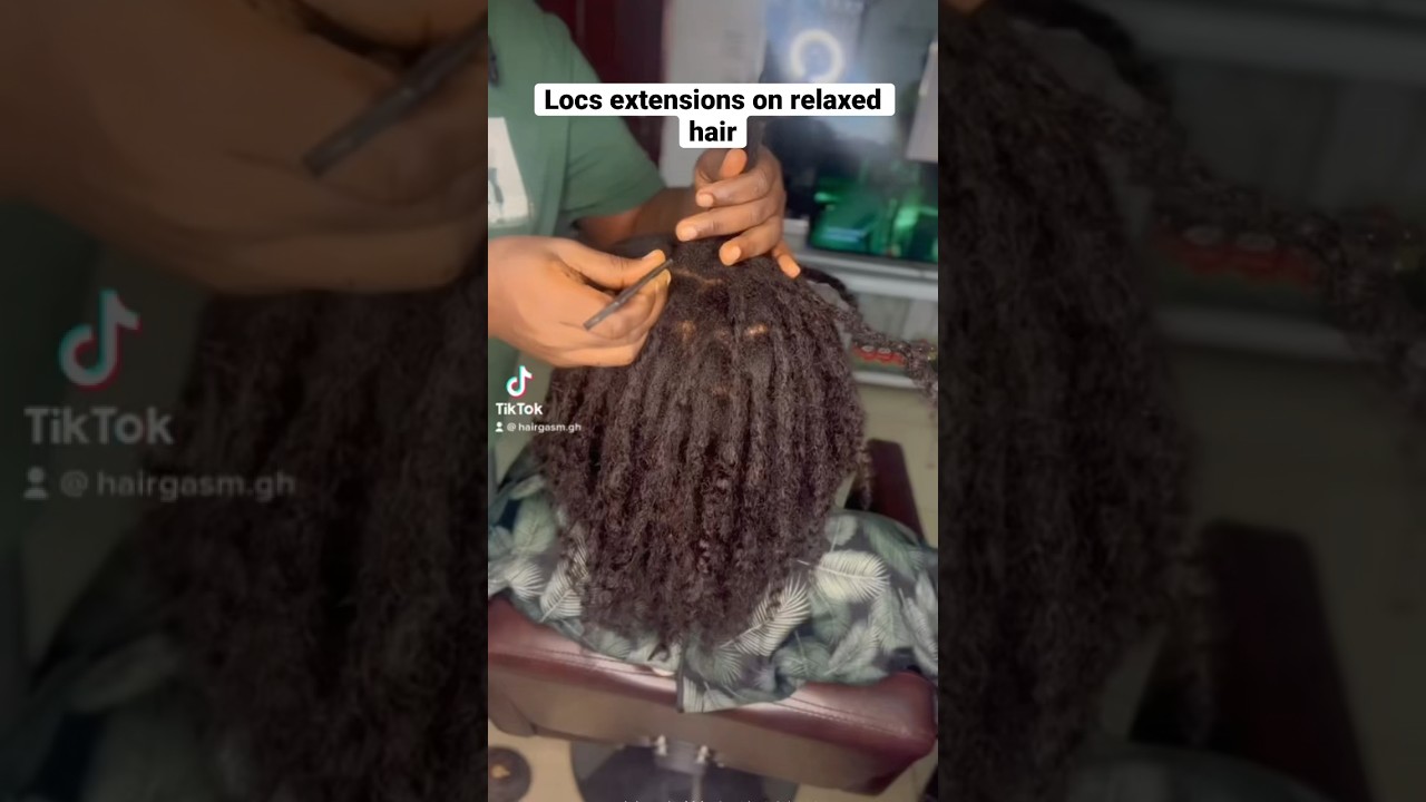 Locs extensions on relaxed hair #4chair #locs #easytutorial #loctician