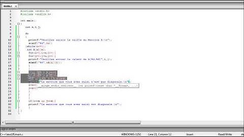 Langage C: tester si une matrice d