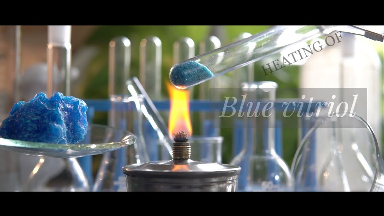 Heating Hydrated Copper Sulphate CuSO4.5H2O | Water of crystallization and copper sulphate - youtube