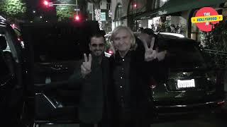 The Beatles Ringo Starr & Joe Walsh & Jeff Lynne Were Seen Leaving Madeo Restaurant In Beverly Hills
