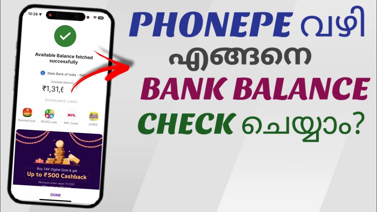 How To Check Bank Account Balance Through PhonePe | Malayalam - YouTube