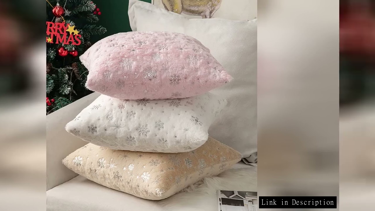 Christmas Cushion Cover 43x43cm Plush Fur Snowflake Print Cushion Covers Decorative Pillow Cover for