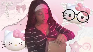 unboxing and decorating my Nintendo 3DS with hello kitty stickers (soft asmr + light rain sounds) screenshot 3